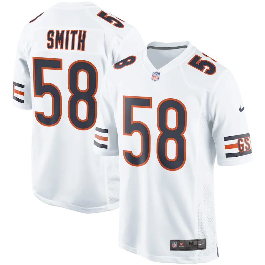 Men Chicago Bears 58 Roquan Smith Nike White Game NFL Jersey